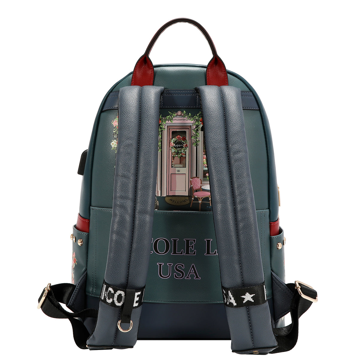 Mochila Con Puerto USB Nicole Lee Print Sugar Day FW26