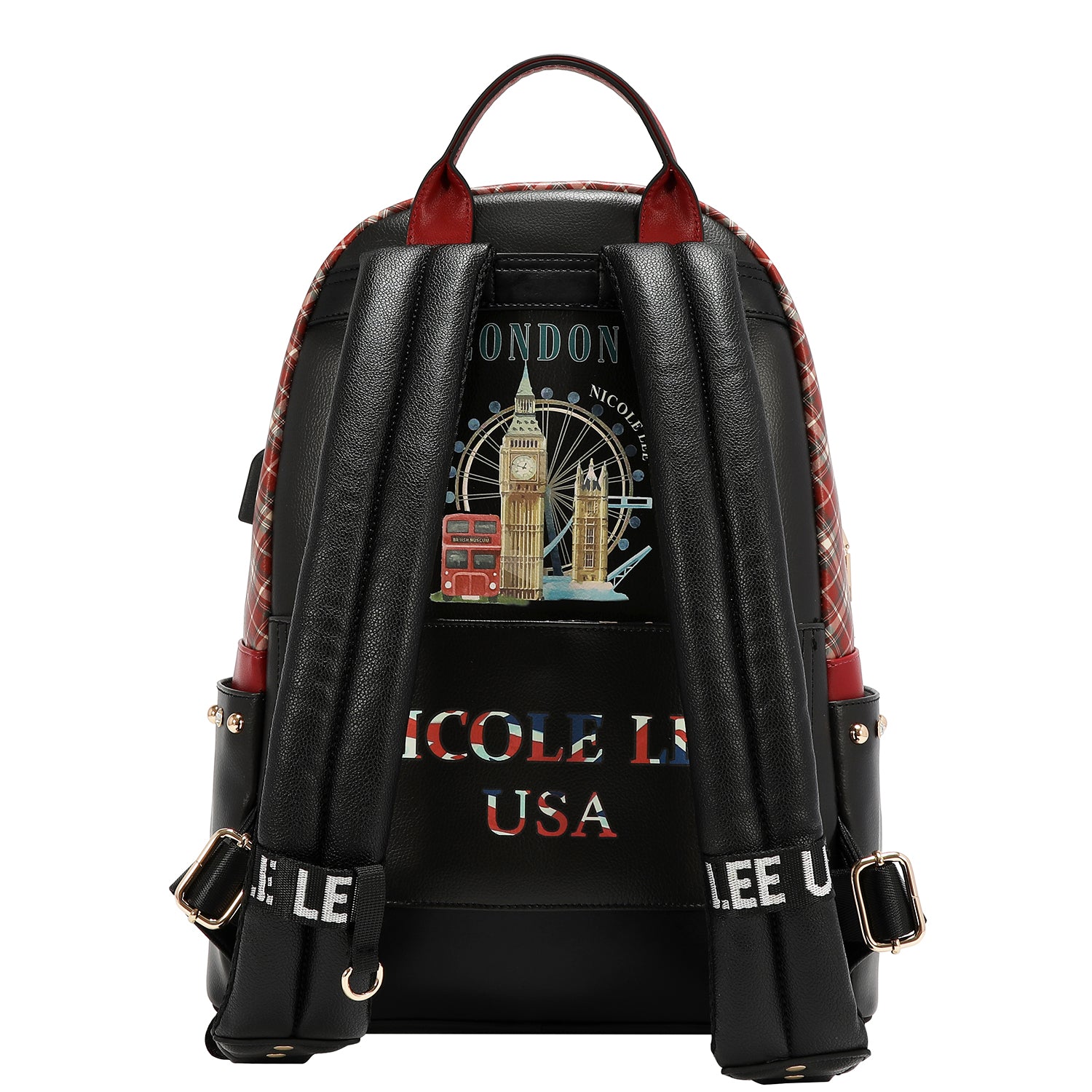 Mochila Nicole Lee Con Puerto USB Print London Eye FW26