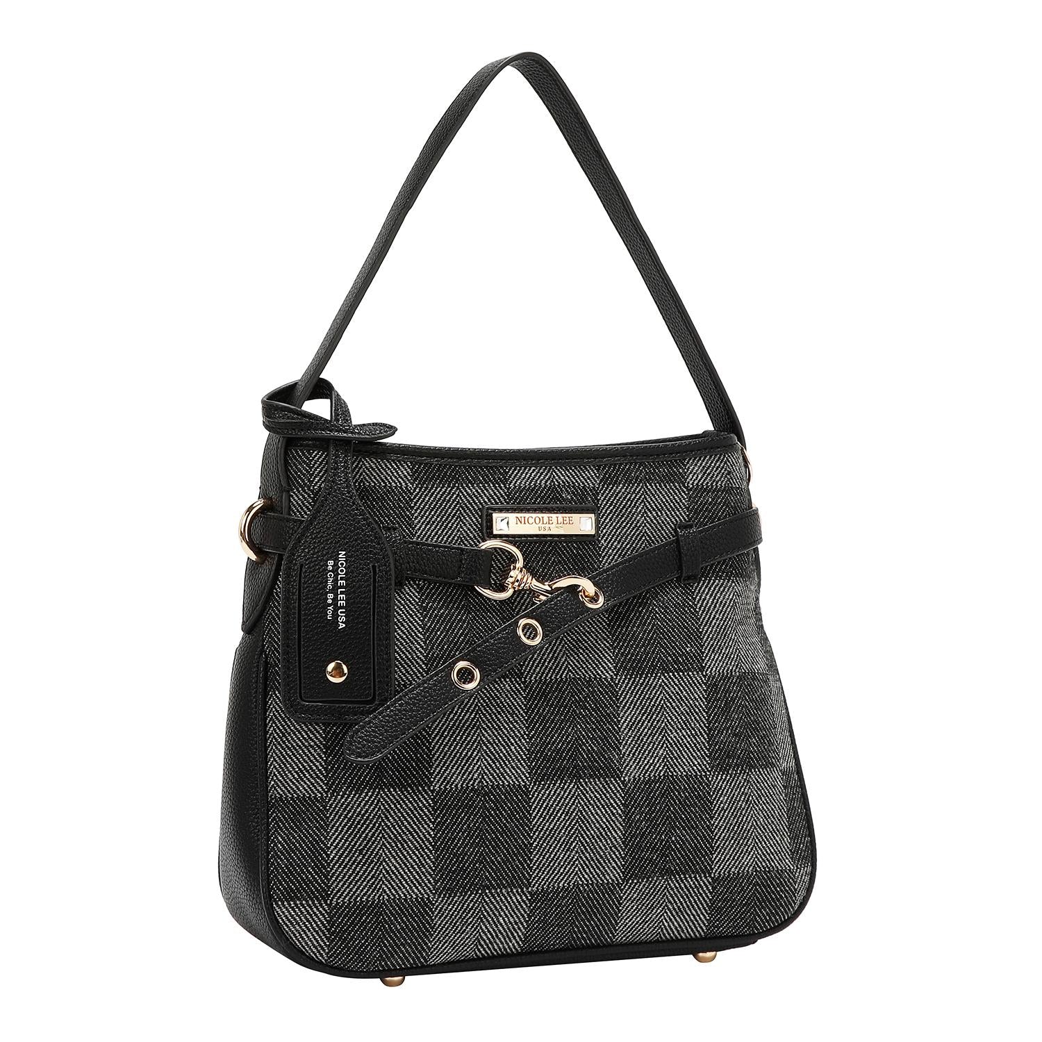 Bolsa hobo Nicole Lee estampado de cuadros FW25