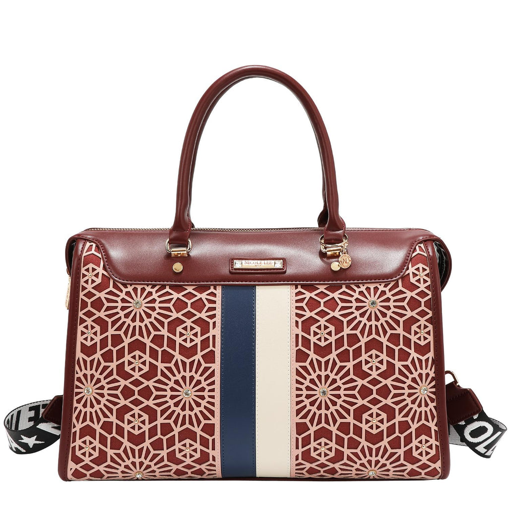 Bolsa boston Nicole Lee en corte láser y pedrería FW25