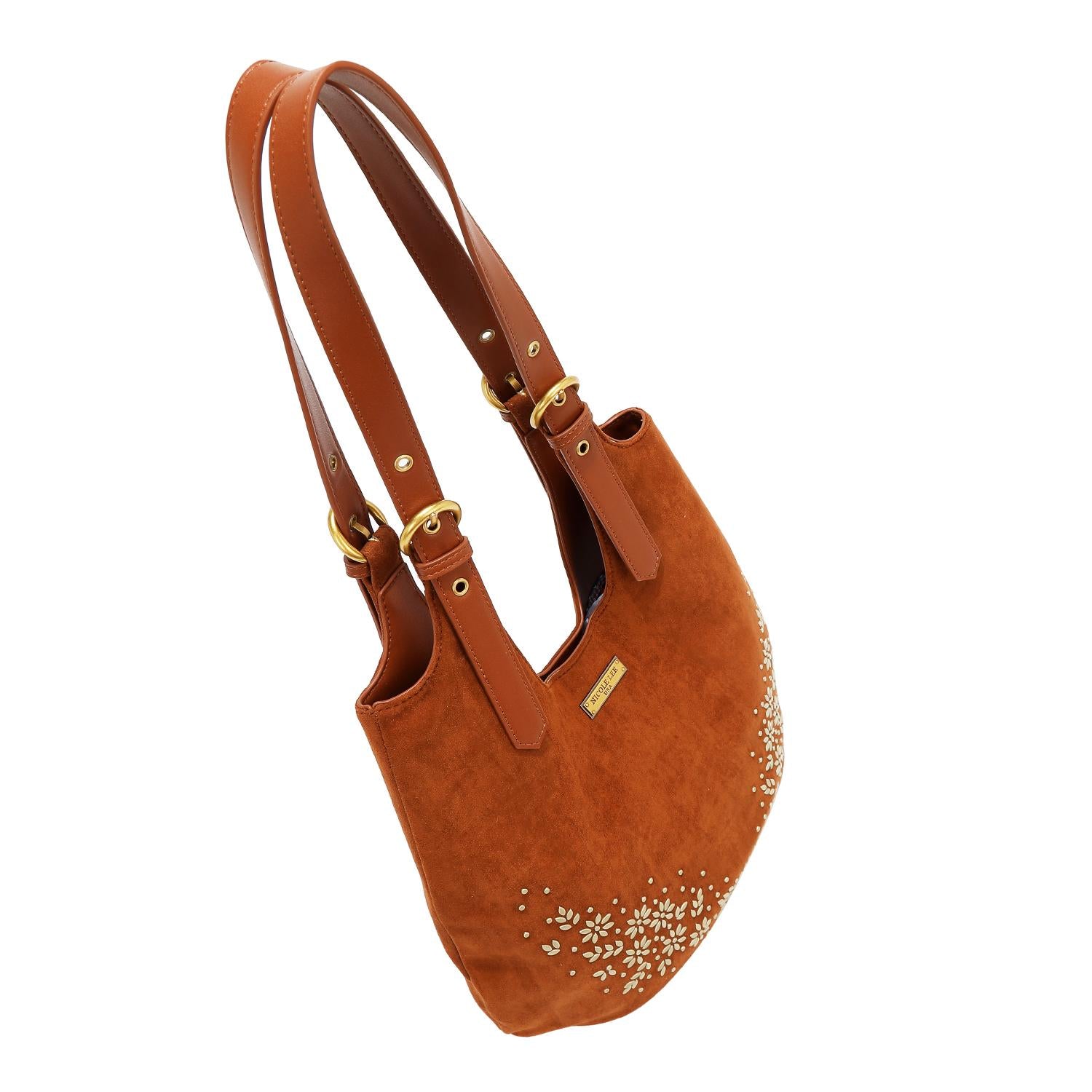 Bolsa shopper Nicole Lee de gamuza con flores y hojas FW25
