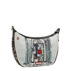 Bolsa cruzada media luna Nicole Lee print Moda SnowflakeFW25