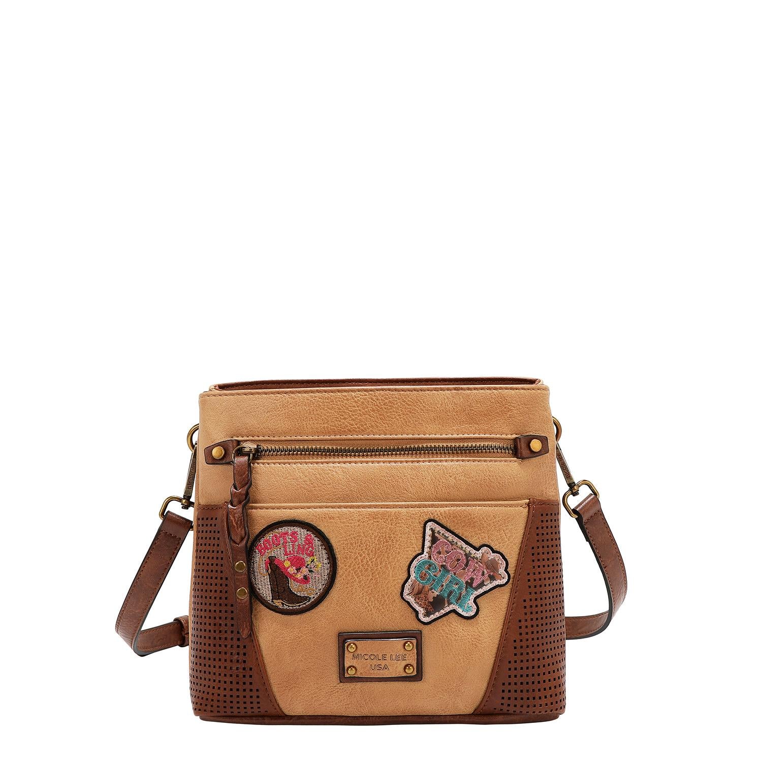 Bolsa cruzada Nicole Lee vintage con parches FW25