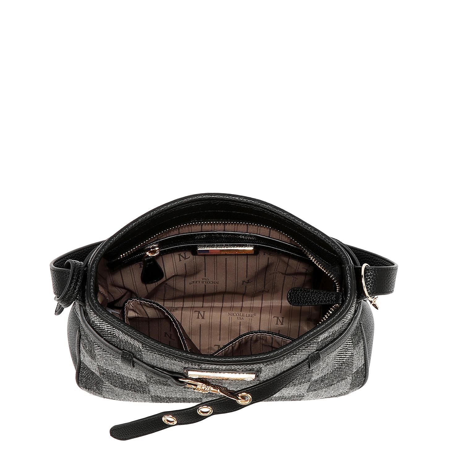 Bolsa hobo Nicole Lee estampado de cuadros FW25