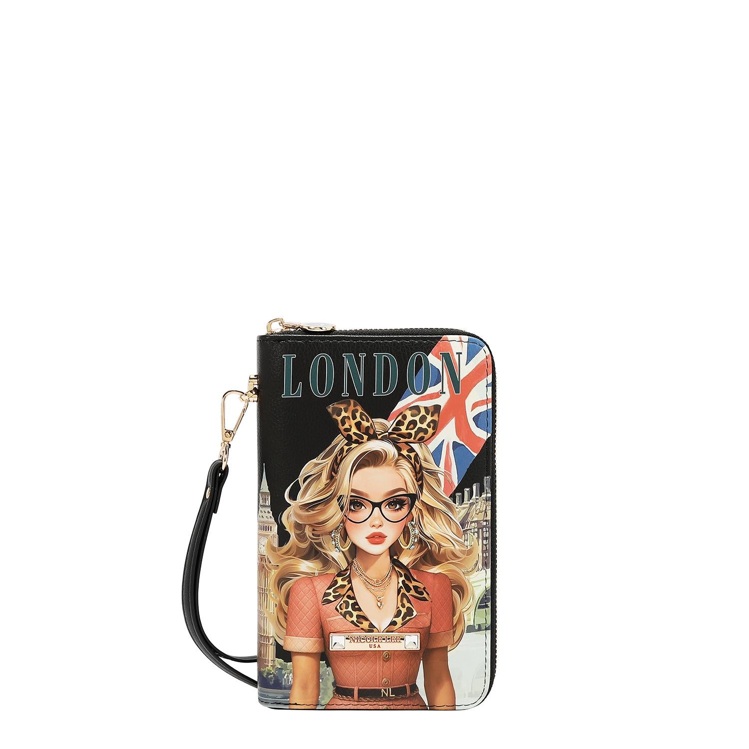 Cartera Portapasaporte Nicole Lee Estampado London Eye FW26