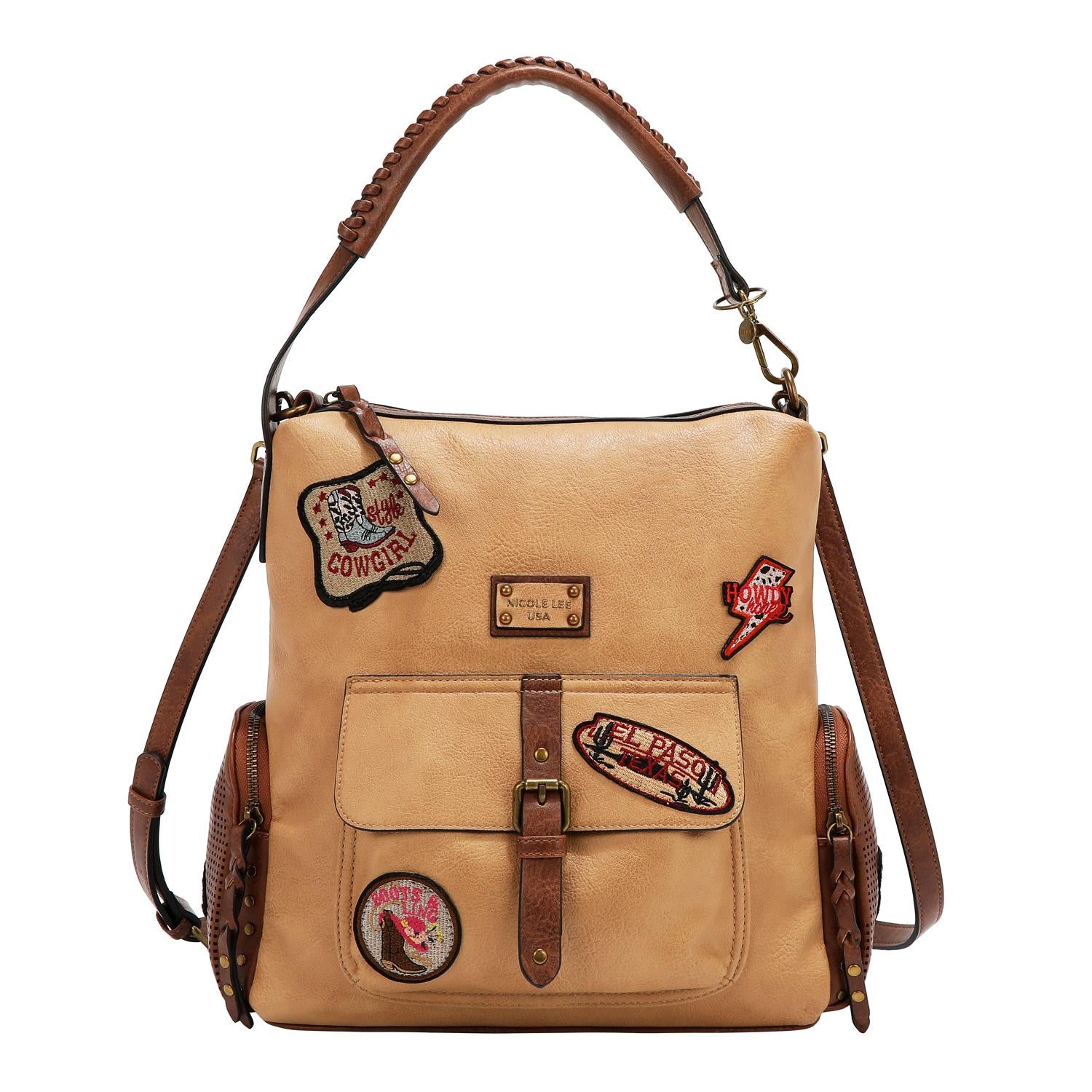 Bolsa shopper Nicole Lee vintage con parches FW25
