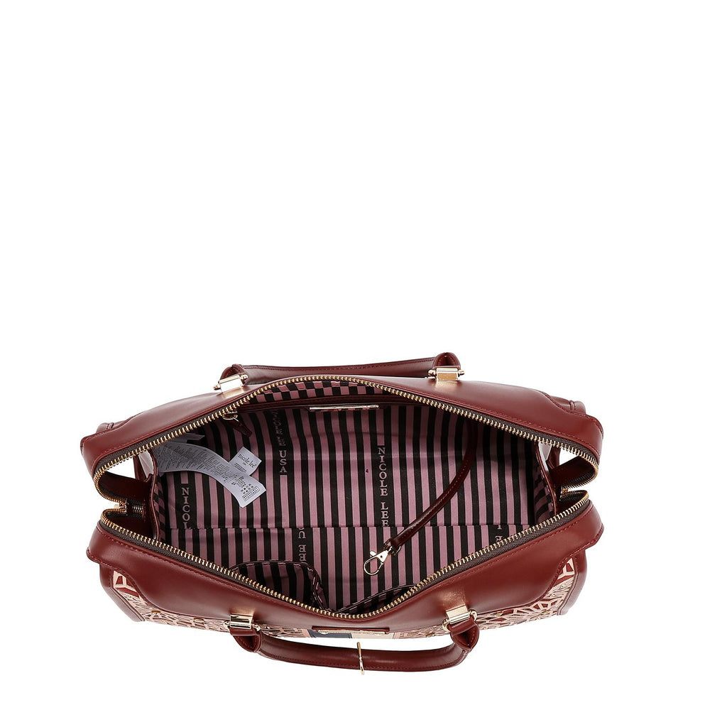 Bolsa boston Nicole Lee en corte láser y pedrería FW25