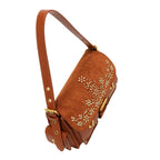 Bolsa mensajera Nicole Lee de gamuza con flores y hojas FW25