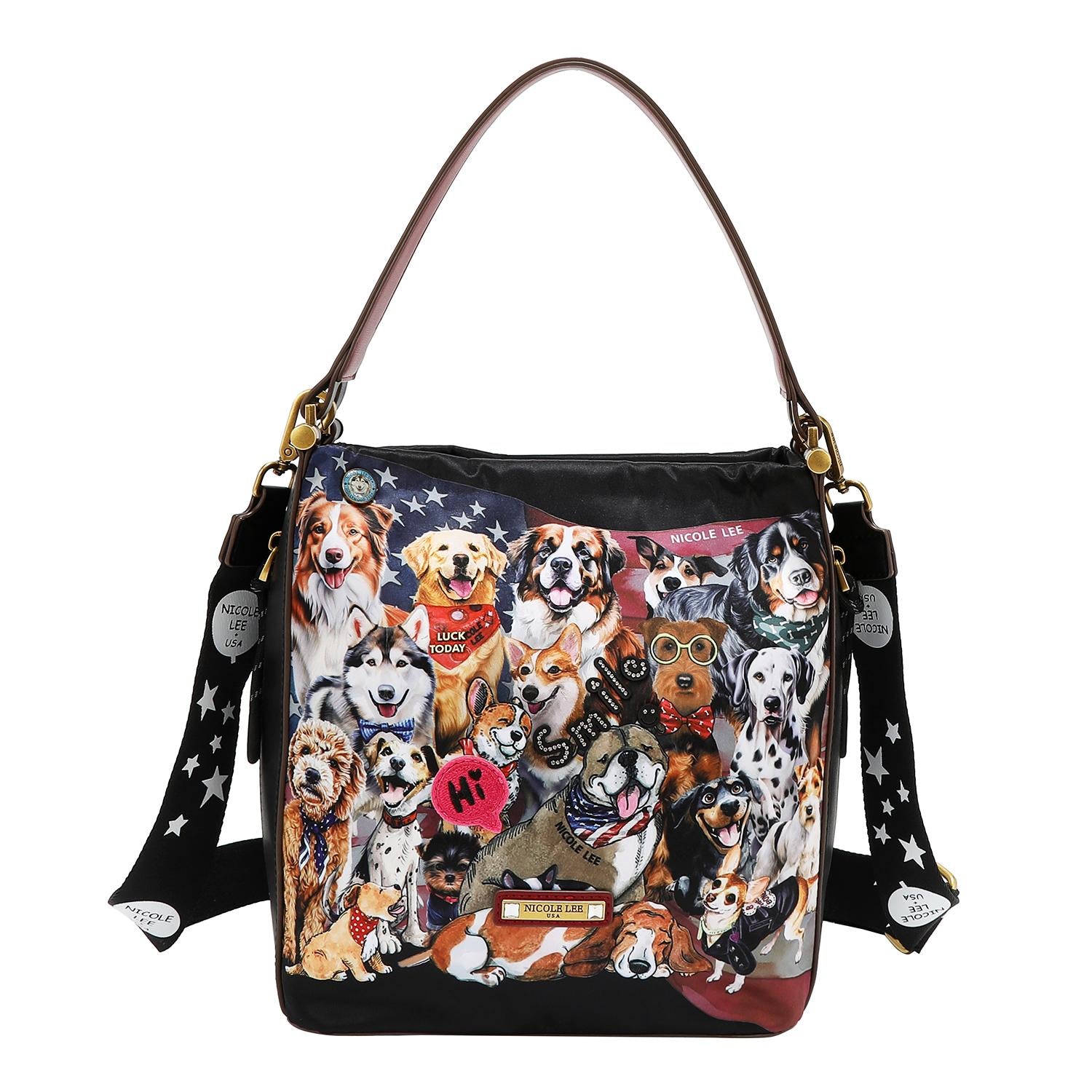 Bolsa hobo Nicole Lee de nylon Print Best Smile FW25