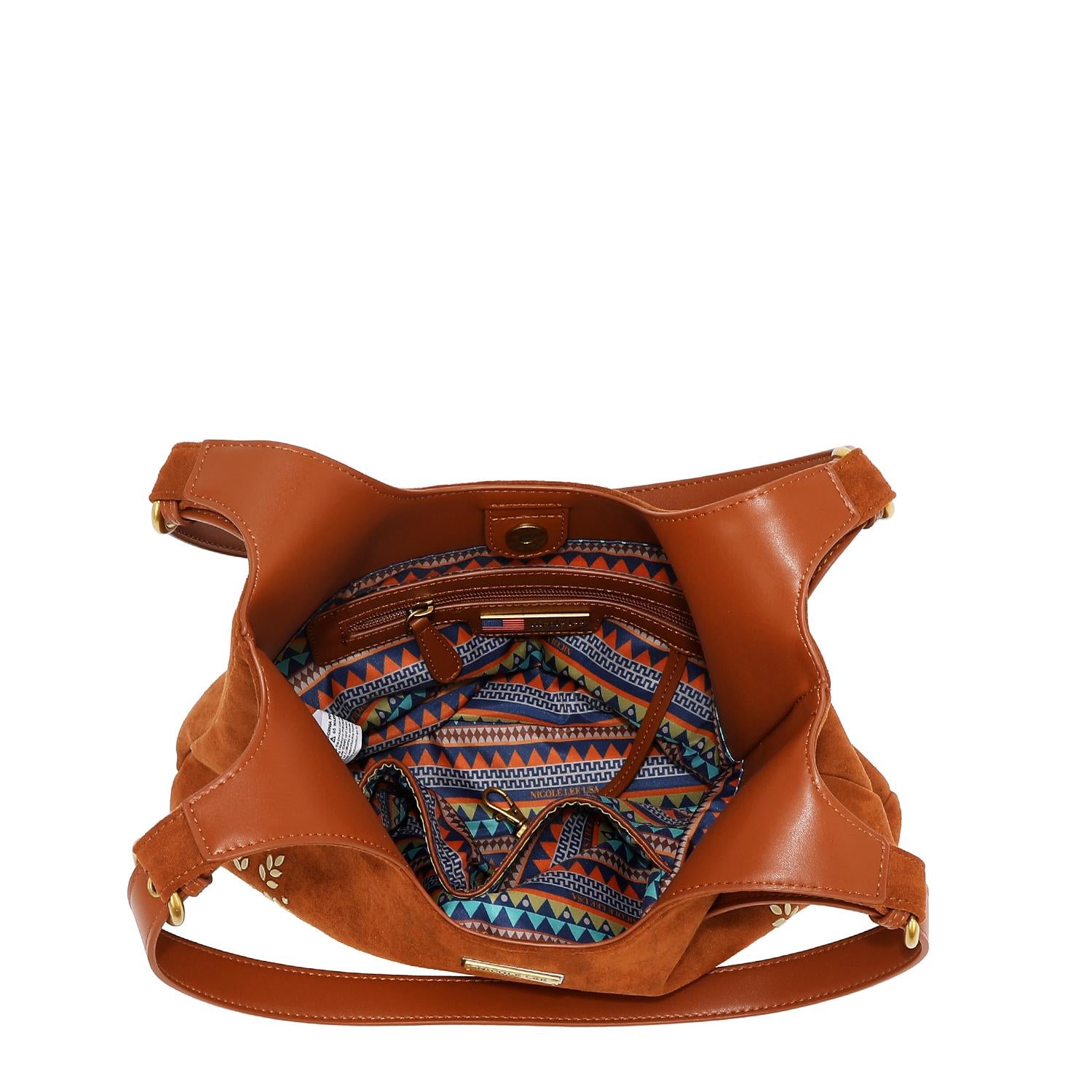 Bolsa shopper Nicole Lee de gamuza con flores y hojas FW25