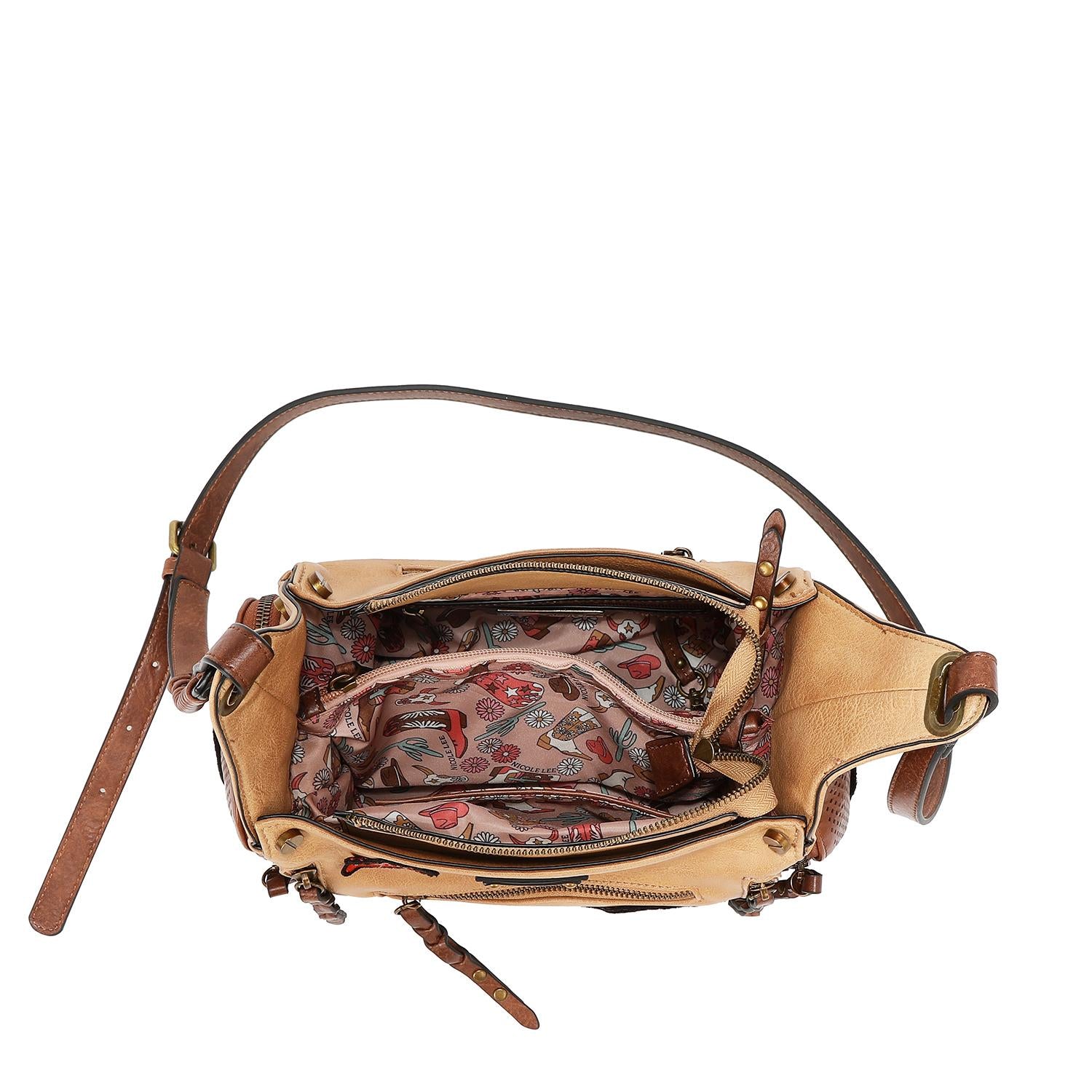Bolsa shoulder Nicole Lee vintage con parches FW25