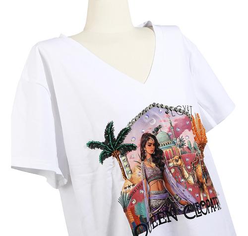 Blusa con Pedrería Nicole Lee Estampado Queen Cleopatra FW25