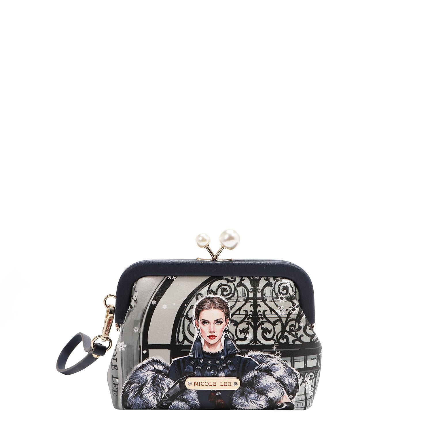 Mini Monedero Nicole Lee Moda Broche Kisslock Correa FW25