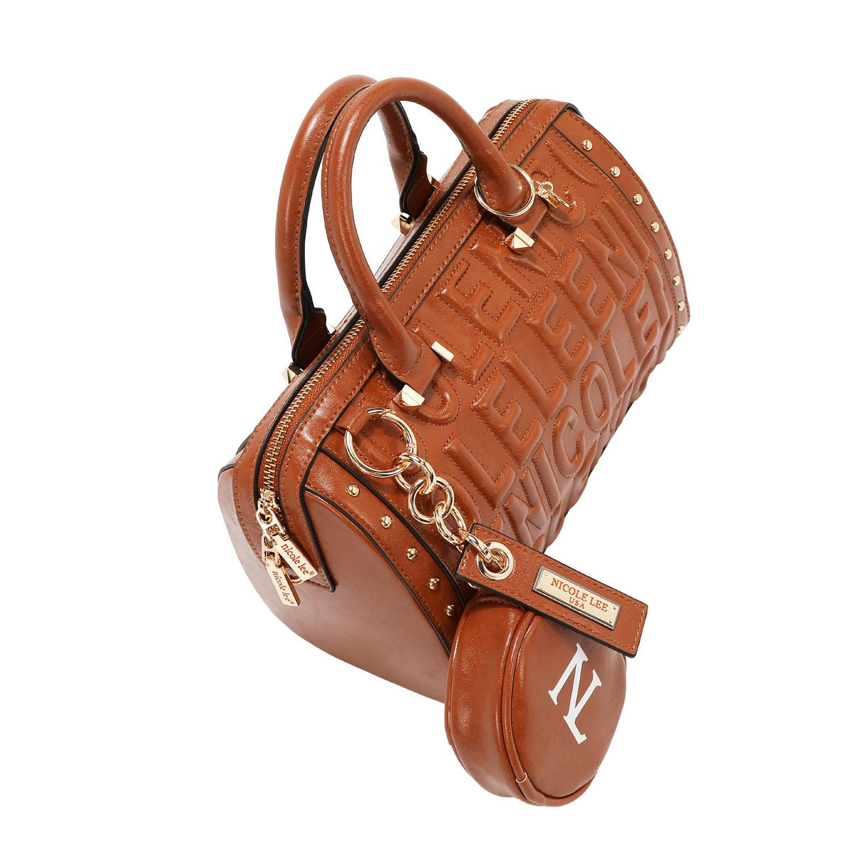 Bolsa boston Nicole Lee en relieve con monedero FW25