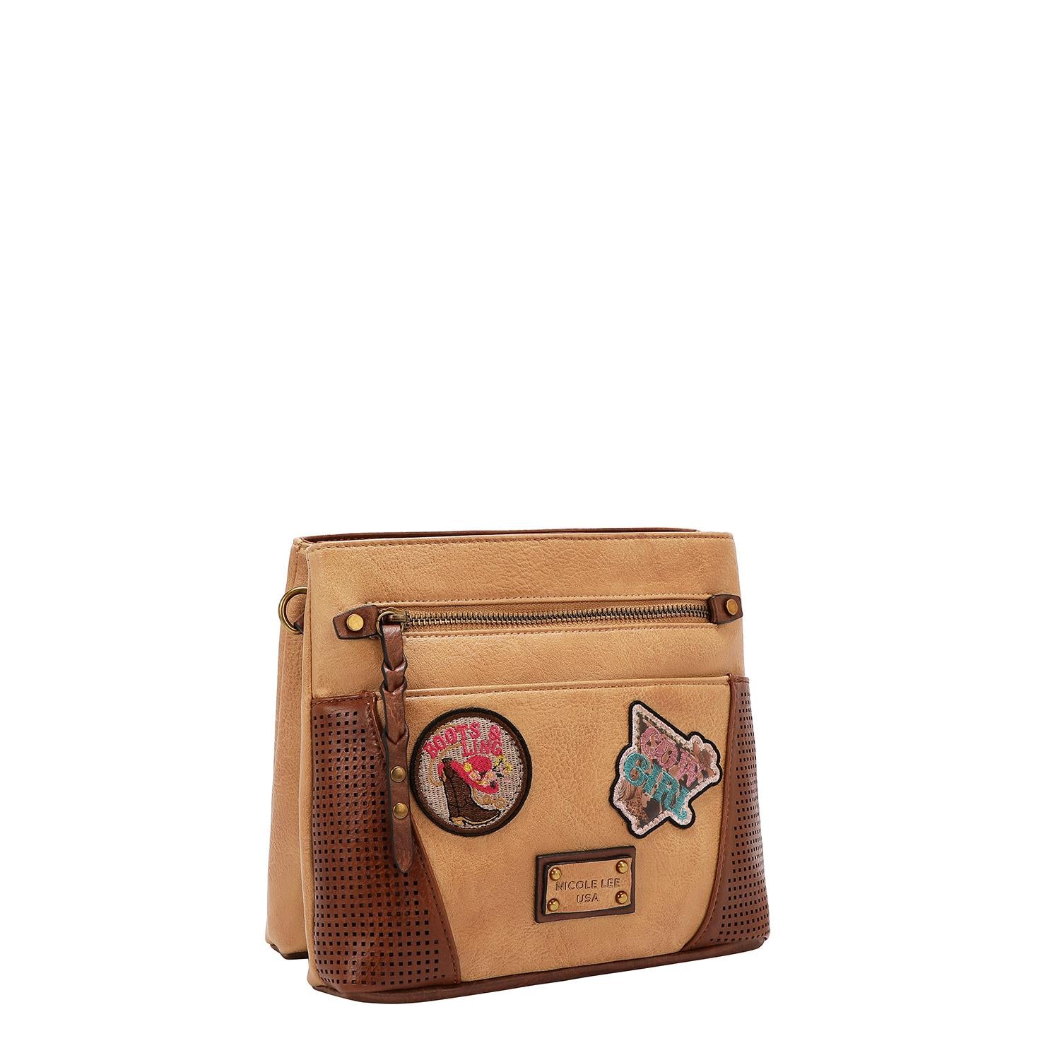 Bolsa cruzada Nicole Lee vintage con parches FW25