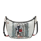 Bolsa cruzada media luna Nicole Lee print Moda SnowflakeFW25